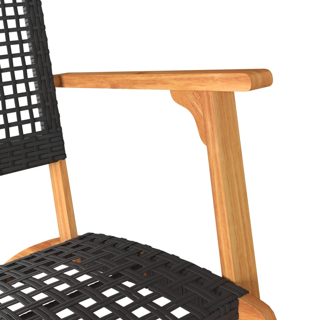 Garden Chairs 2 pcs Black Poly Rattan and Acacia Wood