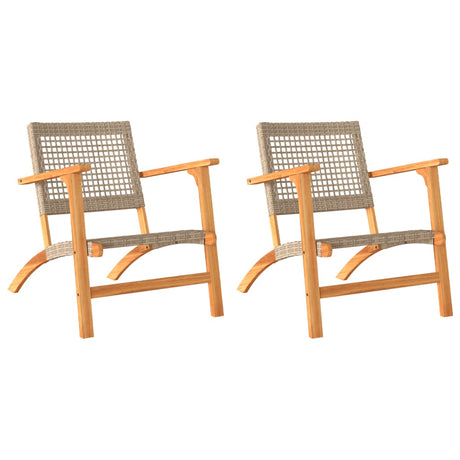 Garden Chairs 2 pcs Beige Poly Rattan and Acacia Wood