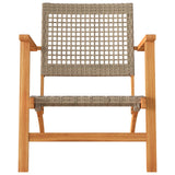 Garden Chairs 2 pcs Beige Poly Rattan and Acacia Wood