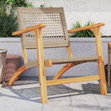 Garden Chairs 2 pcs Beige Poly Rattan and Acacia Wood