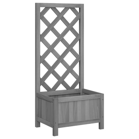 Planter with Trellis Grey Solid Wood Fir