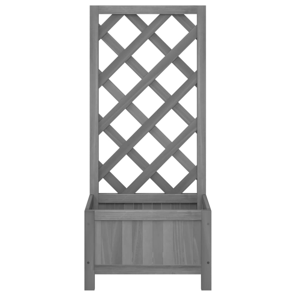 Planter with Trellis Grey Solid Wood Fir