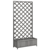 Planter with Trellis Grey Solid Wood Fir