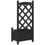 Planter with Trellis Black Solid Wood Fir