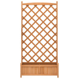 Planter with Trellis Brown Solid Wood Fir