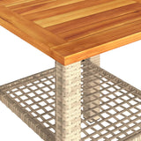 Garden Table Beige 40x40x42 cm Poly Rattan Acacia Wood