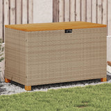Garden Storage Box Beige 110x55x63 cm Poly Rattan Acacia Wood