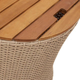 Garden Side Tables 2 pcs with Wooden Top Beige Poly Rattan