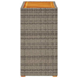 Garden Side Table with Wooden Top Grey 60x40x75 cm Poly Rattan