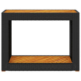 Garden Side Table with Wooden Top Black 100x40x75 cm Poly Rattan