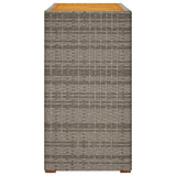 Garden Side Table with Wooden Top Grey 100x40x75 cm Poly Rattan