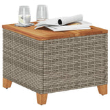 Garden Table Grey 45x45x37 cm Poly Rattan Acacia Wood