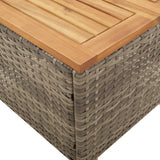 Garden Table Grey 45x45x37 cm Poly Rattan Acacia Wood