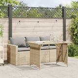 2 Piece Garden Dining Set with Cushions Beige Poly Rattan