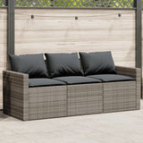 Garden Sofa with Cushions 3-Seater Grey Poly Rattan