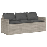 Garden Sofa with Cushions 3-Seater Light Grey Poly Rattan