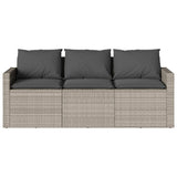 Garden Sofa with Cushions 3-Seater Light Grey Poly Rattan