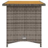 Garden Table with Wooden Top Grey 110x68x70 cm Poly Rattan