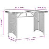Garden Table with Wooden Top Grey 110x68x70 cm Poly Rattan