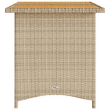 Garden Table with Wooden Top Beige 110x68x70 cm Poly Rattan