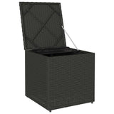 Cushion Box with Storage Black 50 x 50 x 50 cm Poly Rattan