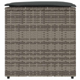 Cushion Box with Storage Grey 50 x 50 x 50 cm Poly Rattan