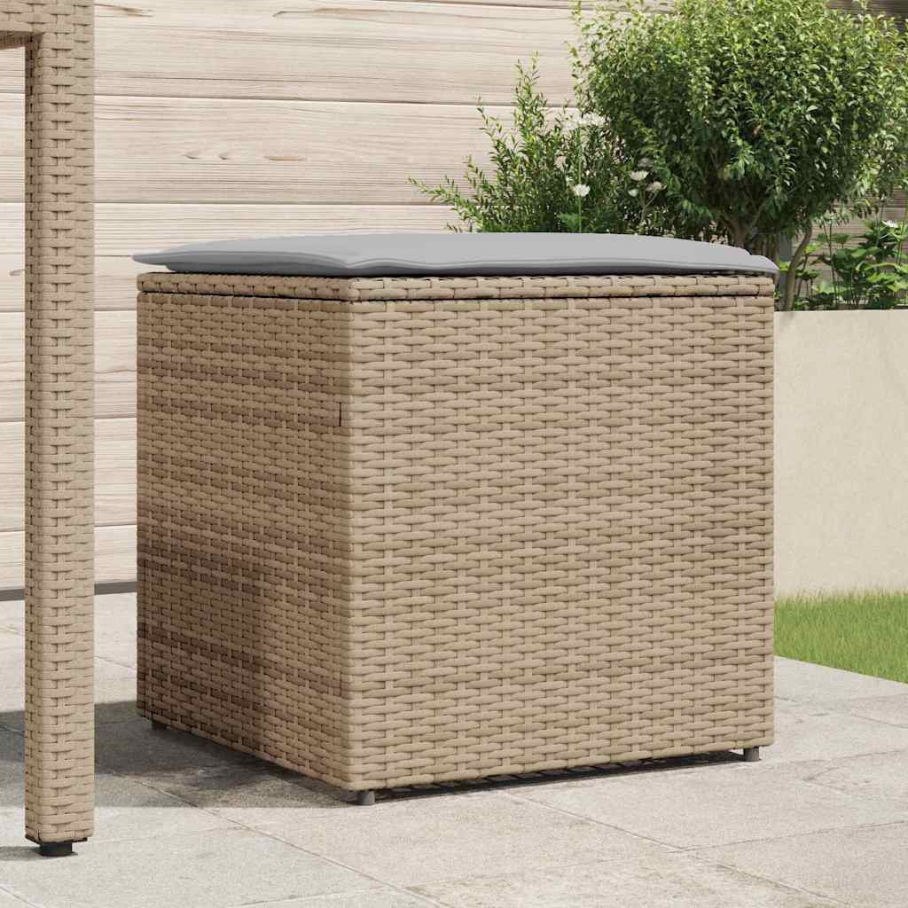 Cushion Box with Storage Beige 50 x 50 x 50 cm Poly Rattan