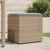 Cushion Box with Storage Beige 50 x 50 x 50 cm Poly Rattan