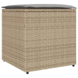 Cushion Box with Storage Beige 50 x 50 x 50 cm Poly Rattan