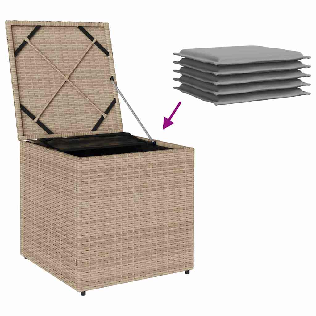 Cushion Box with Storage Beige 50 x 50 x 50 cm Poly Rattan