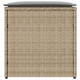 Cushion Box with Storage Beige 50 x 50 x 50 cm Poly Rattan