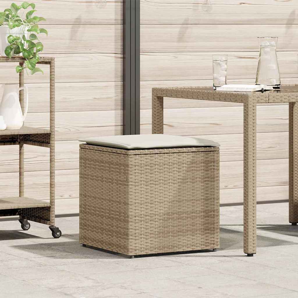 Cushion Box with Storage Beige 50 x 50 x 50 cm Poly Rattan