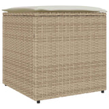 Cushion Box with Storage Beige 50 x 50 x 50 cm Poly Rattan