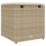 Cushion Box with Storage Beige 50 x 50 x 50 cm Poly Rattan