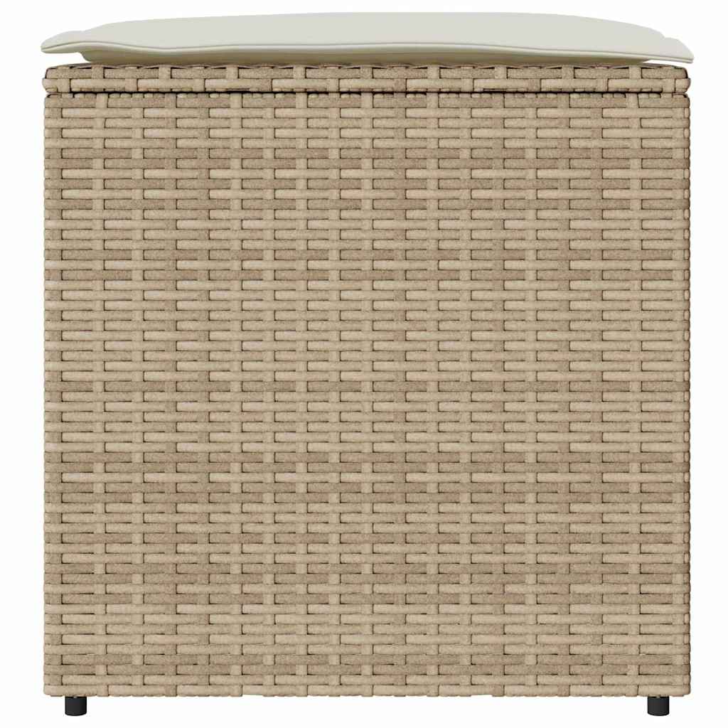 Cushion Box with Storage Beige 50 x 50 x 50 cm Poly Rattan