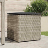 Cushion Box with Storage Light grey 50 x 50 x 50 cm Poly Rattan