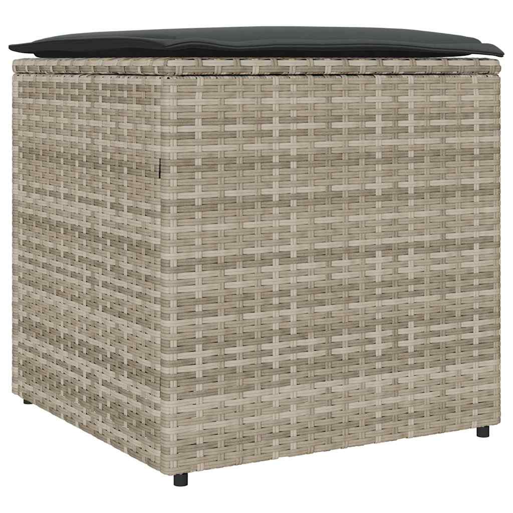 Cushion Box with Storage Light grey 50 x 50 x 50 cm Poly Rattan