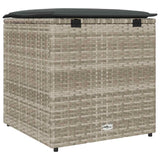 Cushion Box with Storage Light grey 50 x 50 x 50 cm Poly Rattan