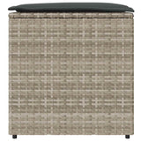 Cushion Box with Storage Light grey 50 x 50 x 50 cm Poly Rattan