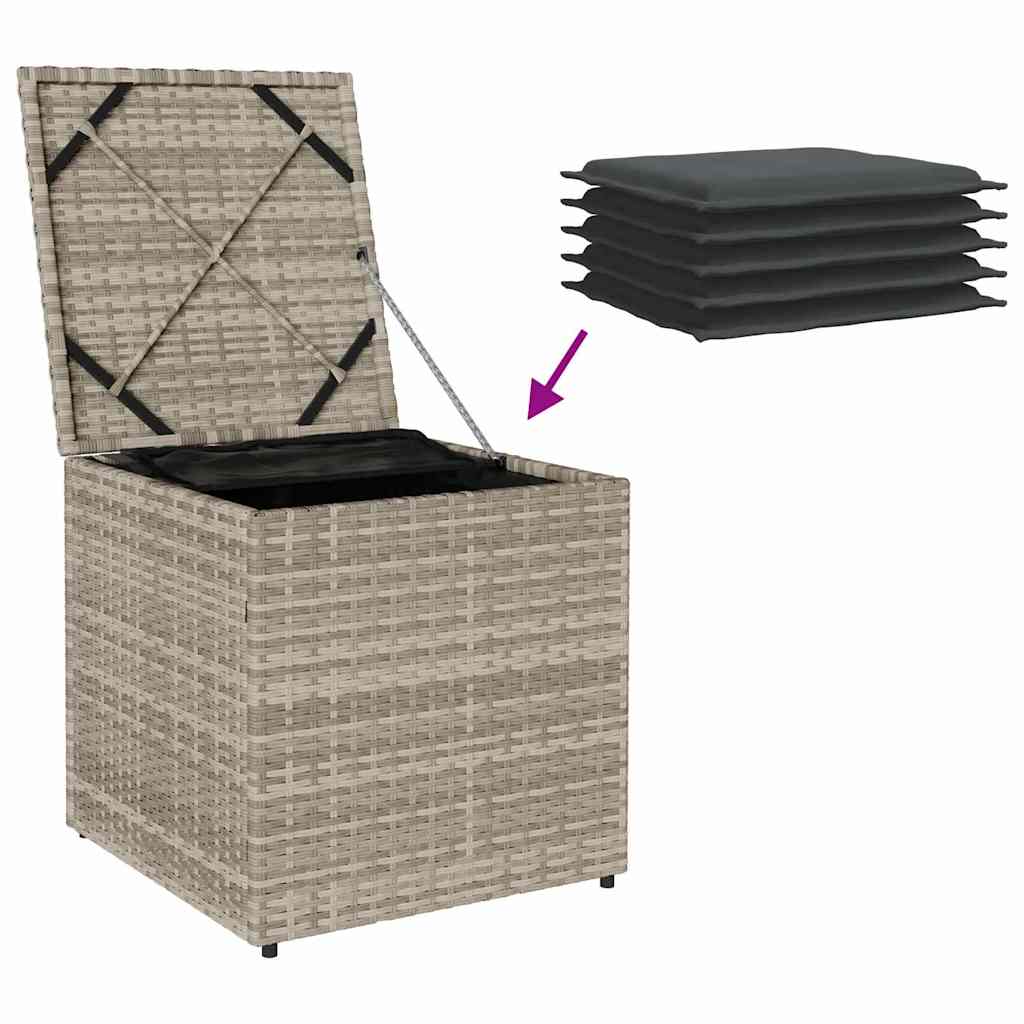 Cushion Box with Storage Light grey 50 x 50 x 50 cm Poly Rattan