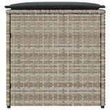 Cushion Box with Storage Light grey 50 x 50 x 50 cm Poly Rattan