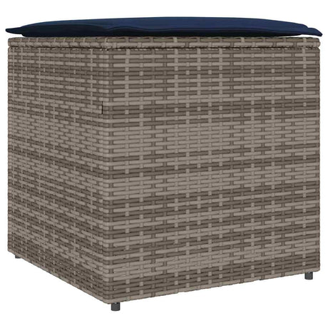 Cushion Box with Storage Grey 50 x 50 x 50 cm Poly Rattan