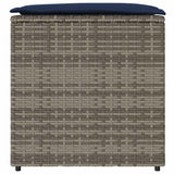 Cushion Box with Storage Grey 50 x 50 x 50 cm Poly Rattan
