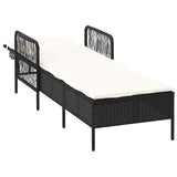 Sun lounger Reclining Black 157 x 55 x 92cm Poly Rattan