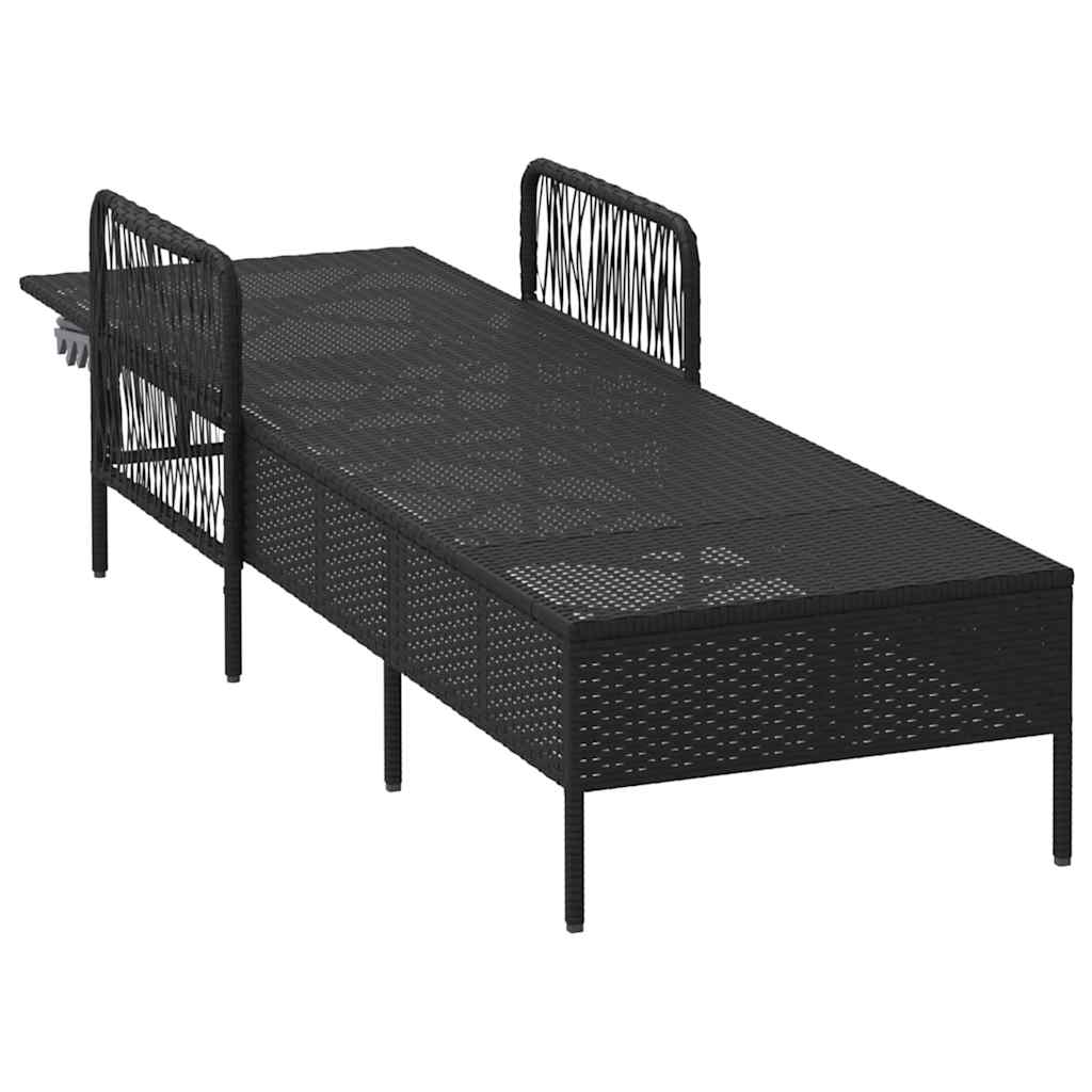 Sun lounger Reclining Black 157 x 55 x 92cm Poly Rattan