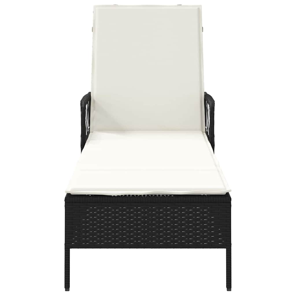 Sun lounger Reclining Black 157 x 55 x 92cm Poly Rattan