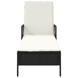 Sun lounger Reclining Black 157 x 55 x 92cm Poly Rattan