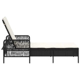 Sun lounger Reclining Black 157 x 55 x 92cm Poly Rattan
