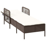 Sun lounger Reclining Brown 157 x 55 x 92cm Poly Rattan