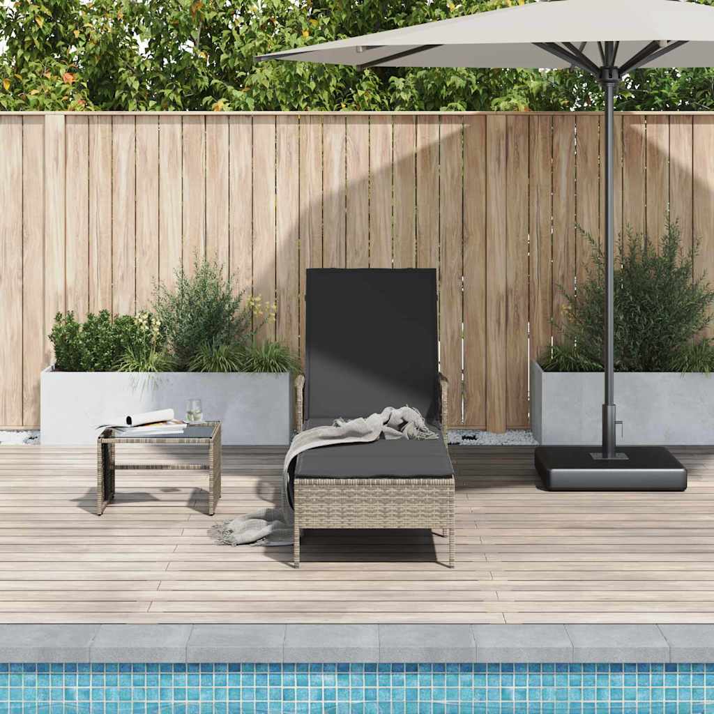 Sun lounger Reclining 1-person Grey 157 x 55 x 92cm Poly Rattan